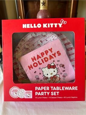 Hello Kitty Paper Party Happy Holidays Tableware Set - New